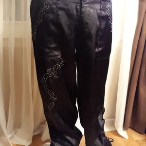 ROCAWEAR PARTY PANTS! Black Sateen w/ rhinestones